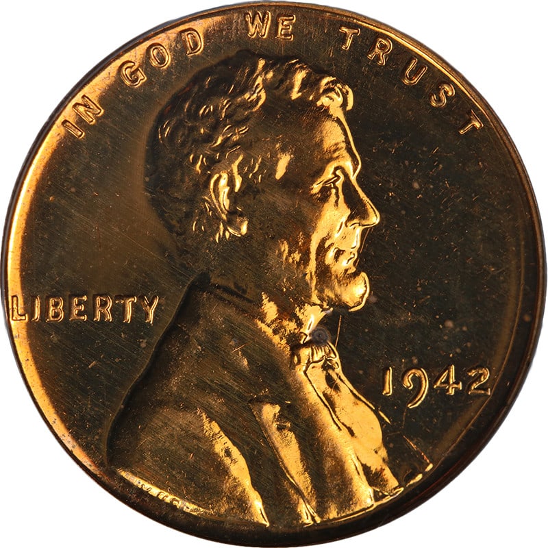 PCGS PR64 RD 1942 Lincoln Proof Cent Bright Red Uncirculated Copper: PCGS PR64 RD 1942 Lincoln Proof Cent Bright Red Uncirculated Copper This 1942 Lincoln Cent is a proof coin graded PR64 RD by PCGS. It features a bright red color, superb luster, and a strong strike, h