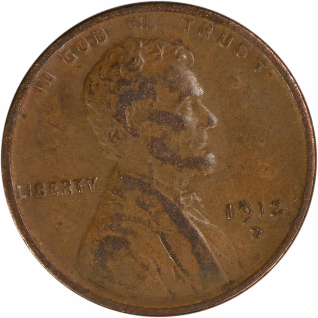 1912 Denver Mint Lincoln Wheat Cent Copper EF Uncertified: 1912 Denver Mint Lincoln Wheat Cent Copper EF Uncertified This 1912-D Lincoln Wheat Cent is an uncertified, circulated coin graded as Extremely Fine (EF). Made of copper, it was minted at the Denver M
