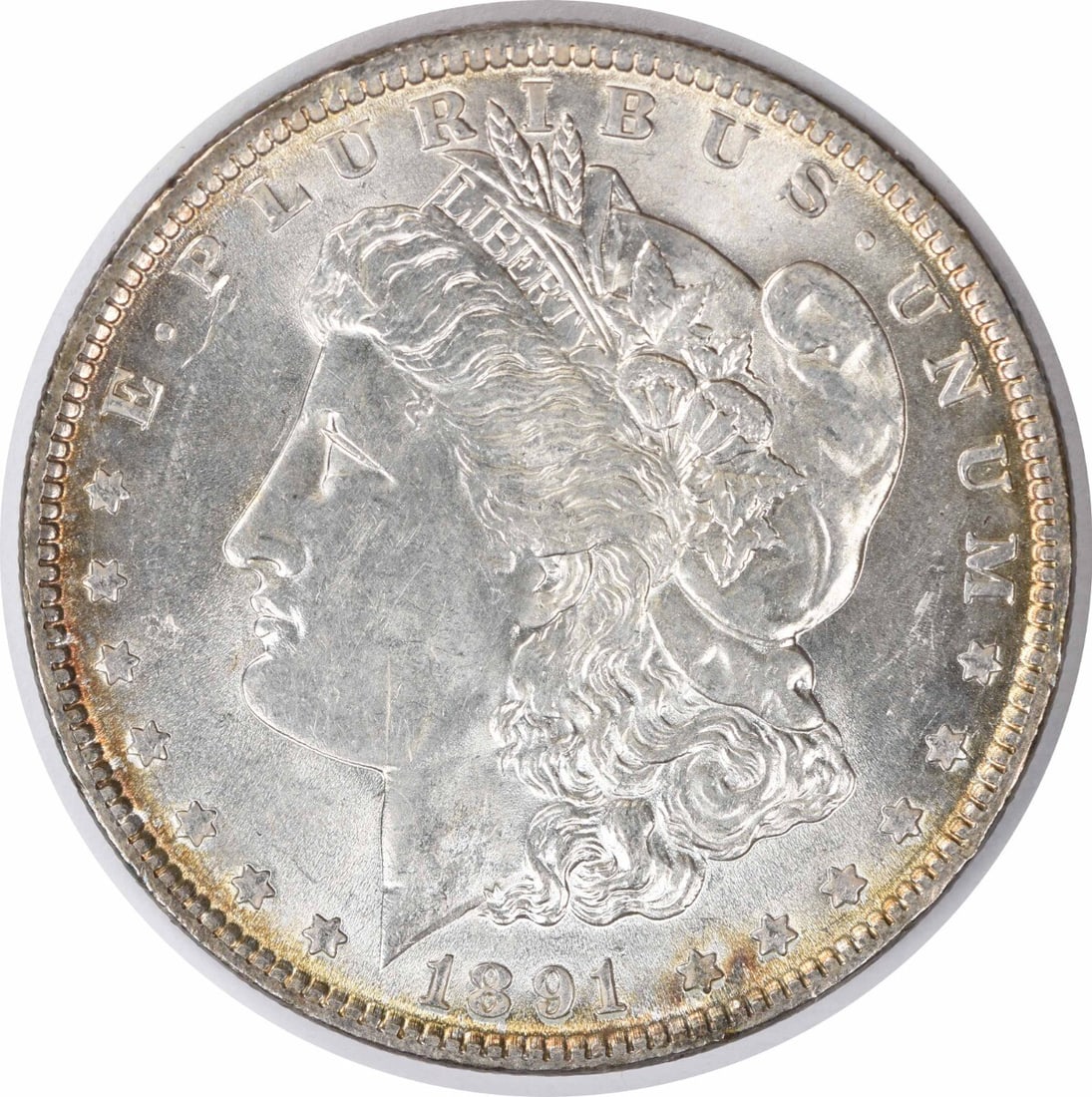 Choice BU 1891 Silver Morgan Dollar Uncirculated Uncertified Coin: Choice BU 1891 Silver Morgan Dollar Uncirculated Uncertified Coin This 1891 Morgan Silver Dollar is a Choice Brilliant Uncirculated example from the United States, featuring a silver composition and n