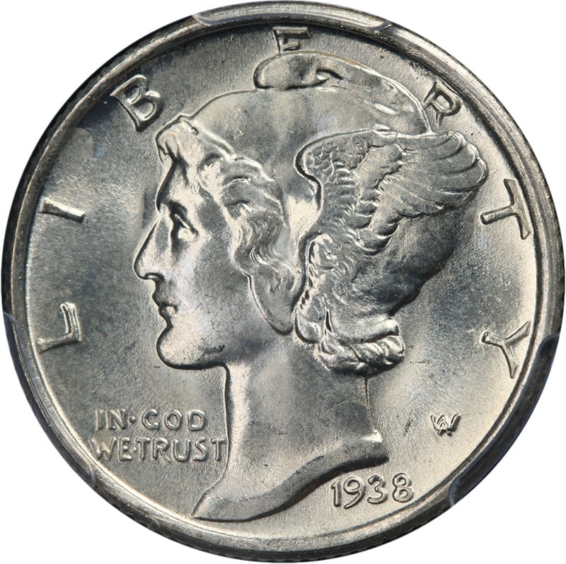 1938-S Mercury Dime PCGS MS64 FB Silver Strong Strike: 1938-S Mercury Dime PCGS MS64 FB Silver Strong Strike This stunning 1938-S Mercury Dime, graded PCGS MS64 FB, showcases exceptional eye appeal with its impressive luster and strong strike. The coin fe