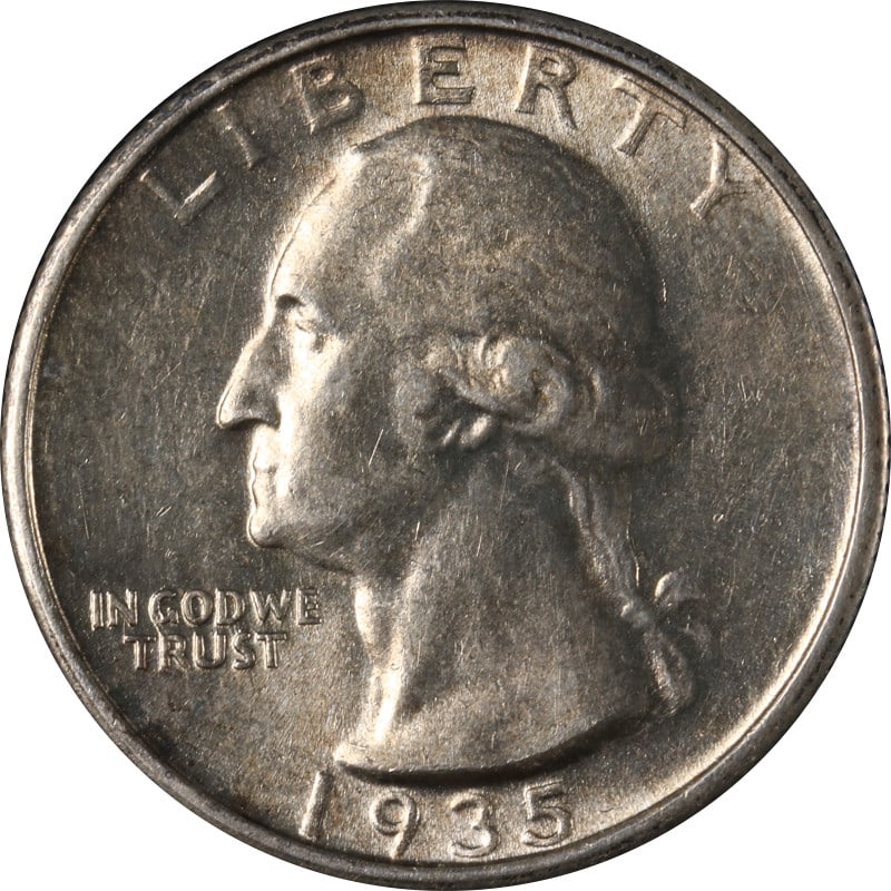 1935 San Francisco Mint Silver Washington Quarter Circulated US Coin: 1935 San Francisco Mint Silver Washington Quarter Circulated US Coin This is a 1935-S Washington Quarter from the San Francisco Mint. The coin is composed of silver and is in circulated, pre-owned con