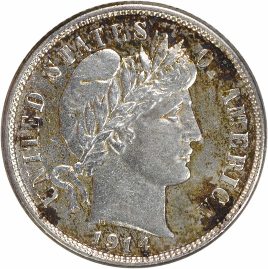 1914-D Barber Silver Dime AU Uncertified 10C Coin: 1914-D Barber Silver Dime AU Uncertified 10C Coin This 1914-D Barber Silver Dime is a remarkable piece of American numismatic history, showcasing the artistry of designer Charles E. Barber. It is clas