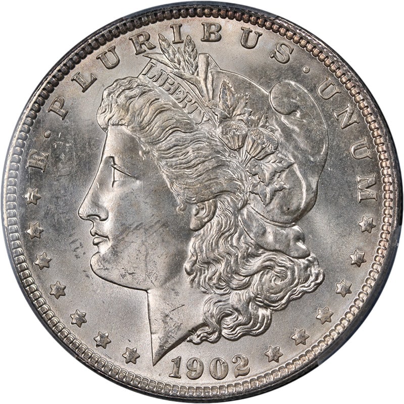 1902-P Morgan Silver Dollar PCGS MS64 Strong Strike Silver Coin: 1902-P Morgan Silver Dollar PCGS MS64 Strong Strike Silver Coin This 1902-P Morgan Silver Dollar is a stunning example of numismatic craftsmanship, graded MS64 by PCGS. It exhibits remarkable eye appe