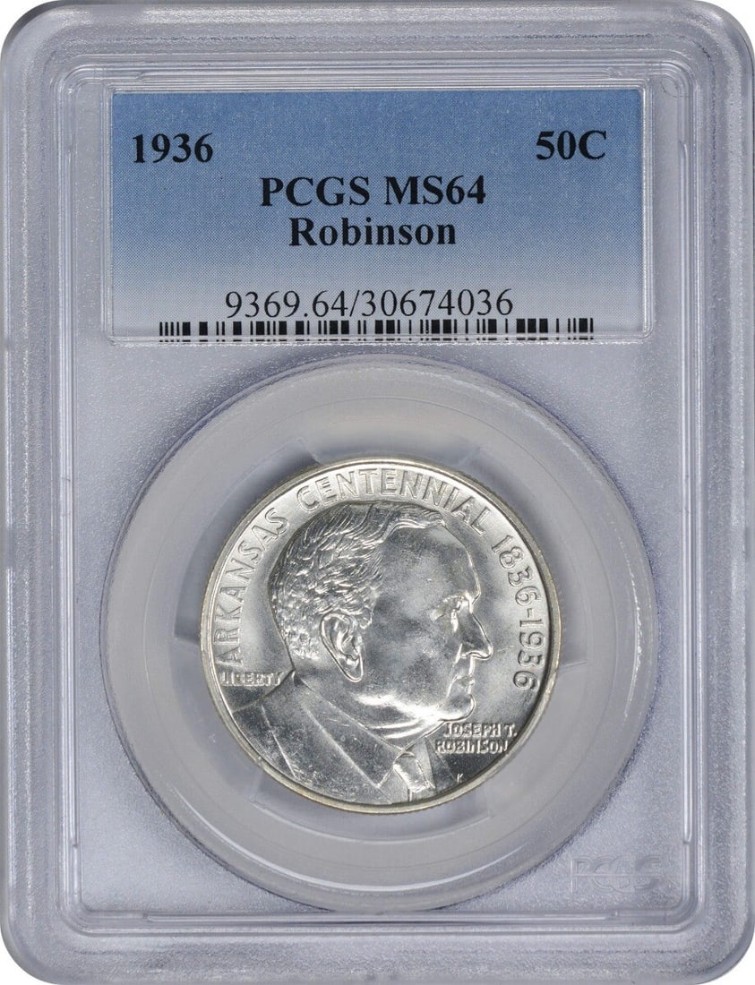1936 Robinson Commemorative Silver Half Dollar MS64 PCGS Uncirculated (1 of 2)