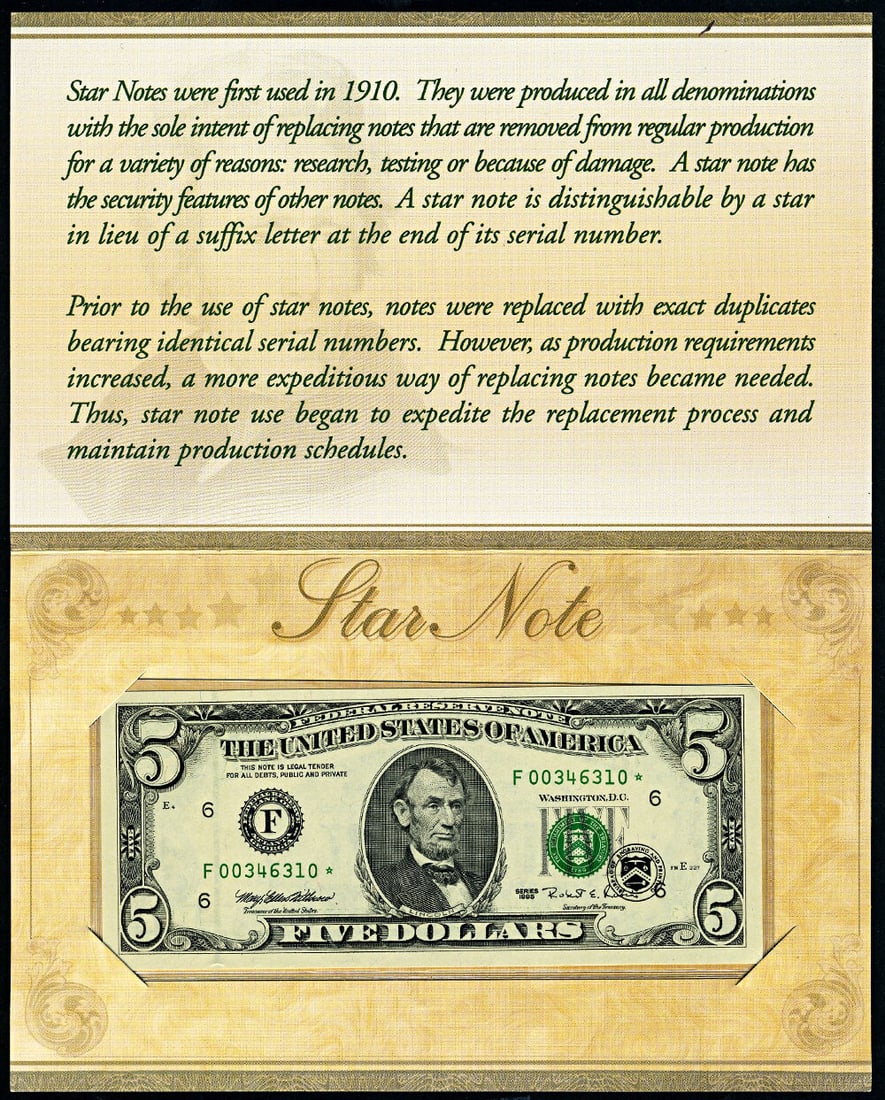 Consecutive 1995 $5 Federal Reserve Notes Gem Uncirculated 2pc Block BEP Issued: Consecutive 1995 $5 Federal Reserve Notes Gem Uncirculated 2pc Block BEP Issued This listing features a pair of consecutively numbered Federal Reserve Notes, specifically the 1995 $5 Star Notes (F* Bl
