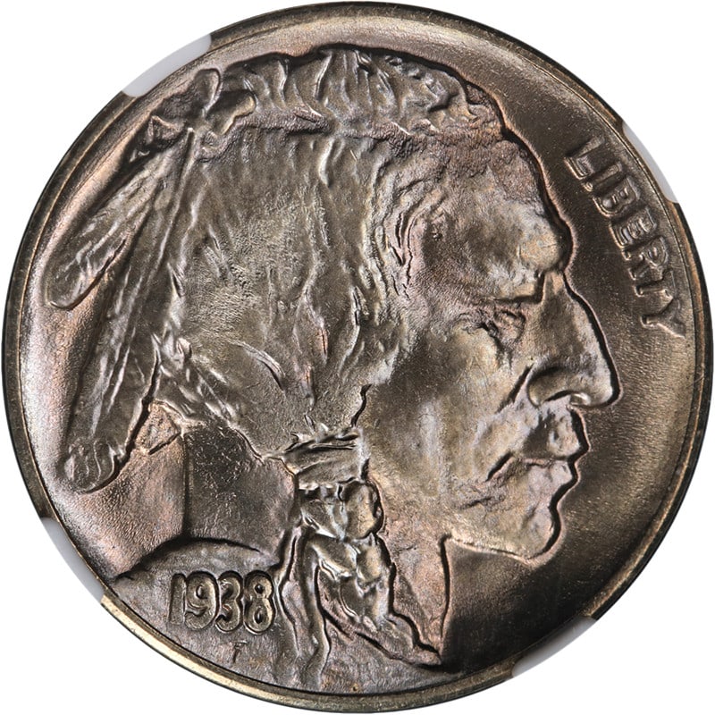 NGC MS68 1938 D Over D Buffalo Nickel With Exceptional Luster: NGC MS68 1938 D Over D Buffalo Nickel With Exceptional Luster This 1938-D/D Buffalo Nickel is certified by NGC with a grade of MS68. It features superb eye appeal, fantastic luster, and a strong strik