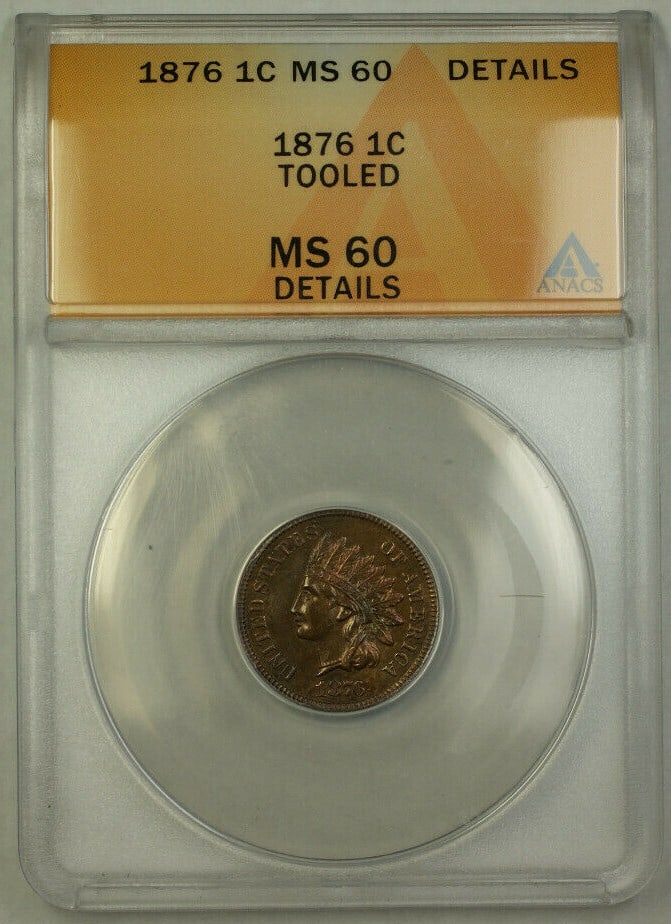 ANACS MS-60 Details 1876 Indian Head Bronze Small Cent Uncirculated Coin: ANACS MS-60 Details 1876 Indian Head Bronze Small Cent Uncirculated Coin This is an 1876 Indian Head Cent featuring a bronze composition and graded MS-60 Details by ANACS. The coin is uncirculated and