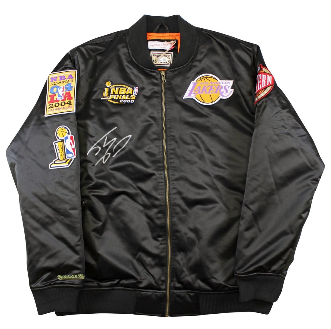 Shaquille O'Neal Signed Lakers Black NBA Champs Bomber Jacket BAS Witnessed: Shaquille O'Neal Signed Lakers Black NBA Champs Bomber Jacket BAS Witnessed This authentic black NBA Champs Mitchell & Ness bomber jacket has been personally signed by Shaquille O'Neal, the legendary 