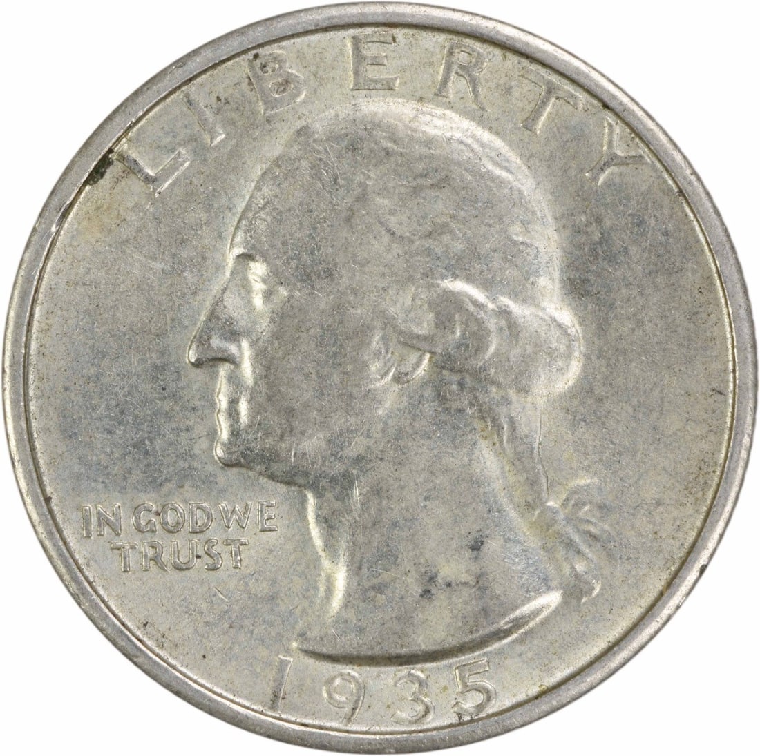 1935-S Washington Quarter 90% Silver AU Uncertified: 1935-S Washington Quarter 90% Silver AU Uncertified This 1935-S Washington Silver Quarter showcases a classic design by John Flanagan. Crafted in San Francisco, this circulated coin features a high-qu