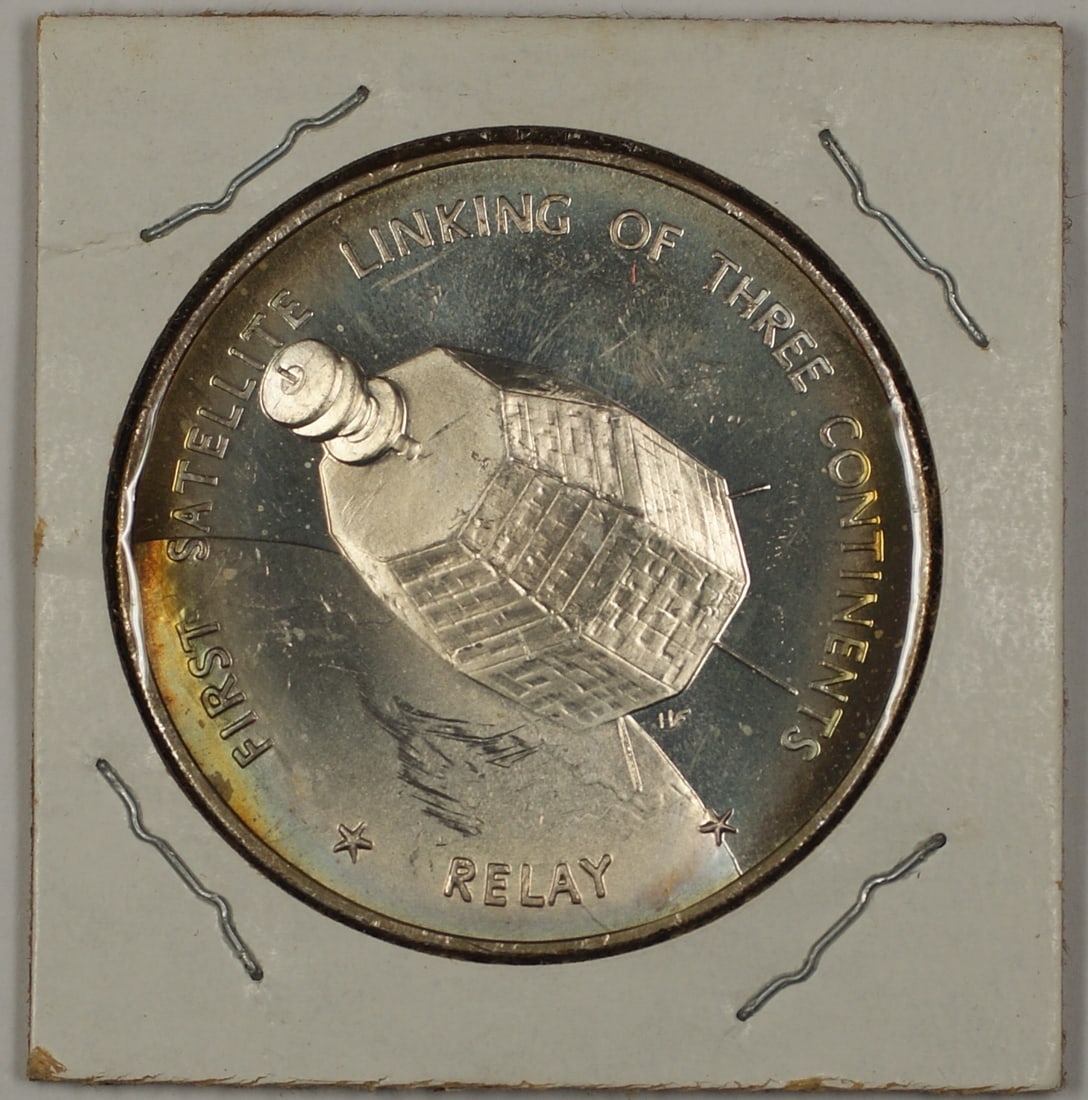 Sterling Silver RELAY Space Medal Celebrating Satellite Connection of Three Continents (1 of 1)