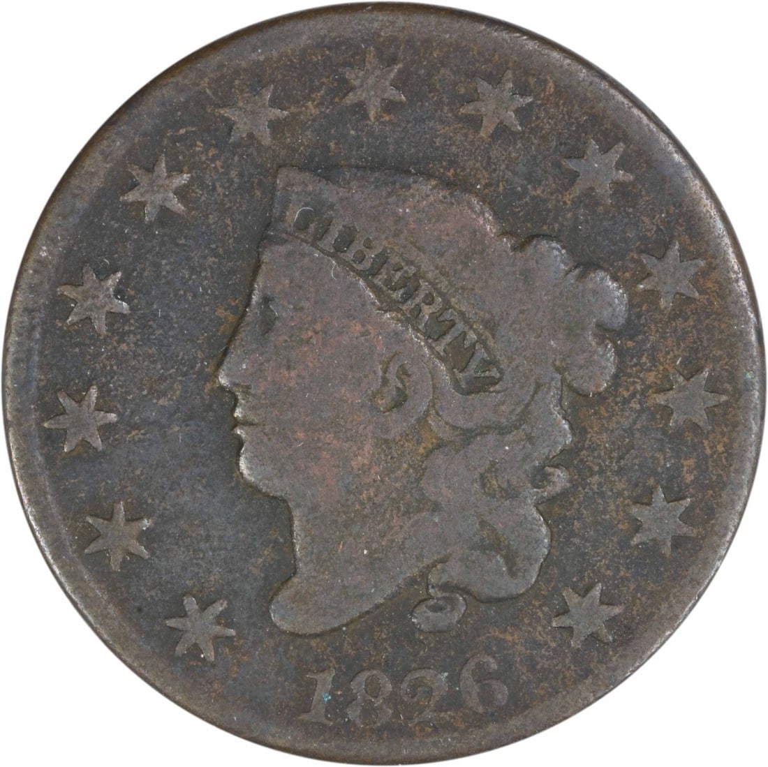 1826 Coronet Head Large Cent Copper Coin VG Philadelphia Uncertified: 1826 Coronet Head Large Cent Copper Coin VG Philadelphia Uncertified This 1826 Coronet Head Large Cent from the United States is a circulated coin featuring the design by Robert Scot. Struck in copper