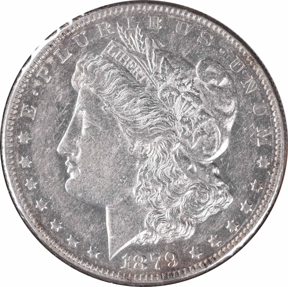1879-S VAM 35 Morgan Silver Dollar AU Uncertified 90% Silver: 1879-S VAM 35 Morgan Silver Dollar AU Uncertified 90% Silver This 1879-S VAM 35 Morgan Silver Dollar features the reverse design of 1878, showcasing the artistry of designer George T. Morgan. This coi