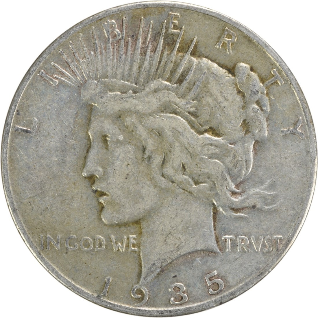 1935-S Peace Silver Dollar VF Uncertified 90% Silver Coin: 1935-S Peace Silver Dollar VF Uncertified 90% Silver Coin This 1935-S Peace Silver Dollar is a captivating piece of American numismatic history. Struck in San Francisco, this coin features a striking 