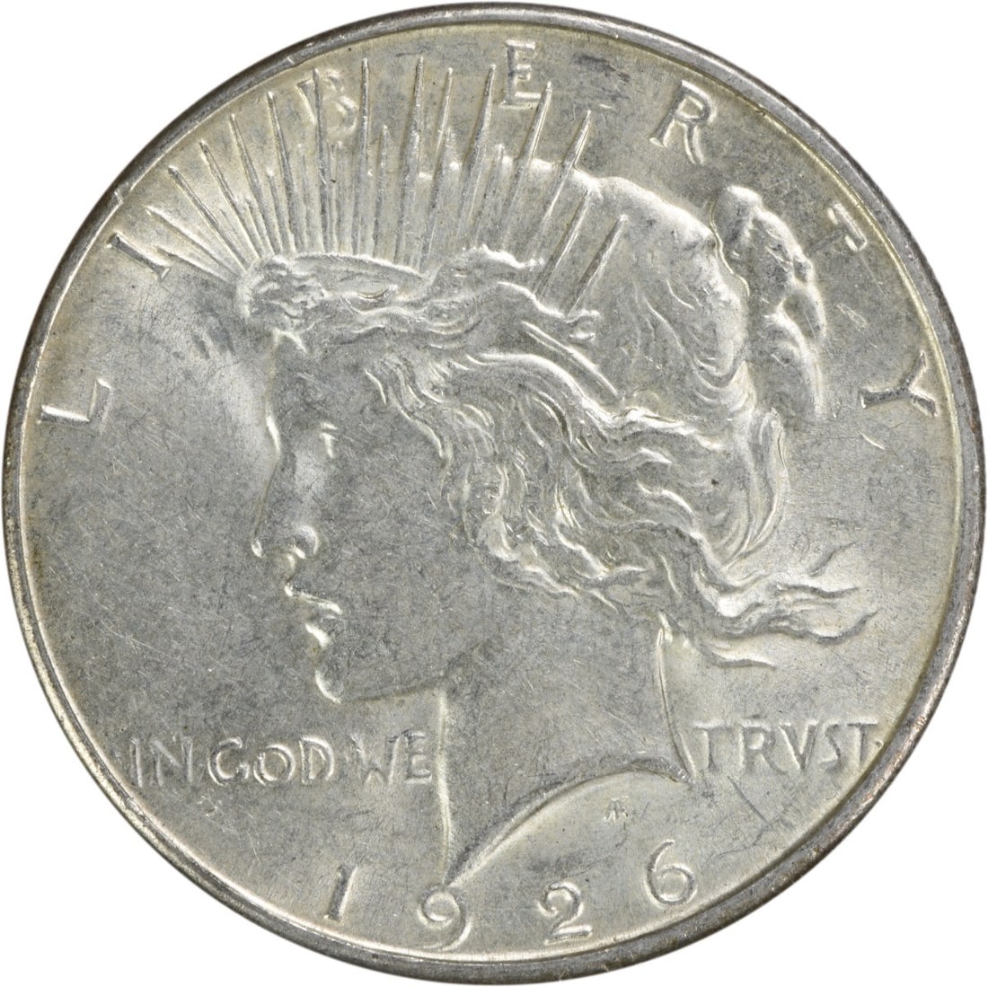 1926-S Peace Silver Dollar AU Uncertified 90% Silver Coin: 1926-S Peace Silver Dollar AU Uncertified 90% Silver Coin This 1926-S Peace Silver Dollar, featuring the iconic design by Anthony de Francisci, is a beautiful addition to any collection. With a grade 