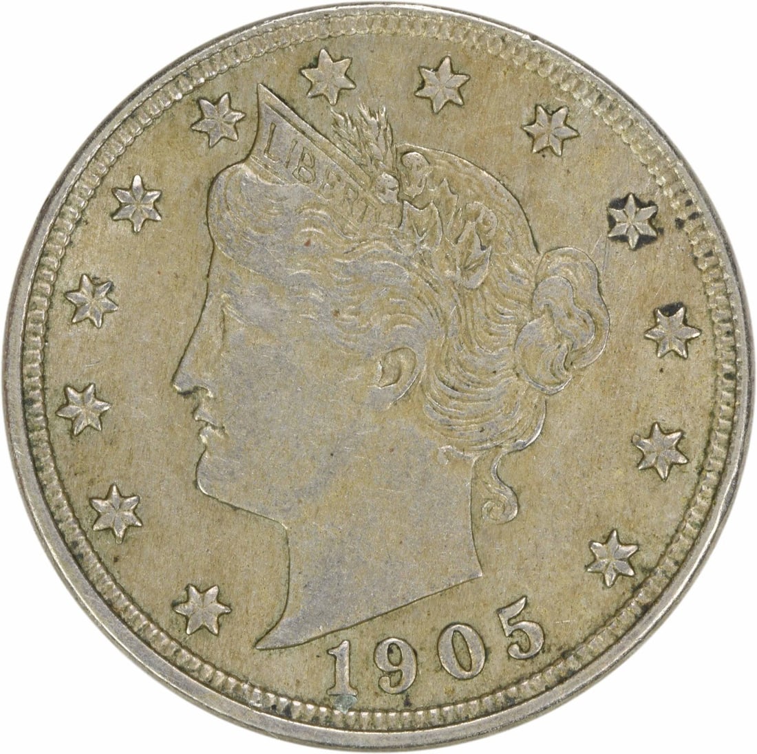 1905 Liberty Nickel Circulated AU Uncertified 5C Philadelphia Mint: 1905 Liberty Nickel Circulated AU Uncertified 5C Philadelphia Mint This 1905 Liberty Nickel is a beautiful example of American numismatics. Struck in Philadelphia, this coin features a composition of 