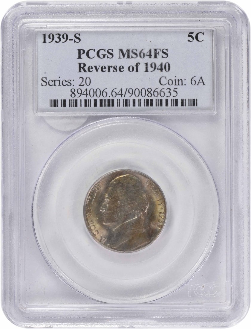 Jefferson 1939 S Nickel Reverse 1940 MS64FS PCGS Certified Coin (1 of 2)