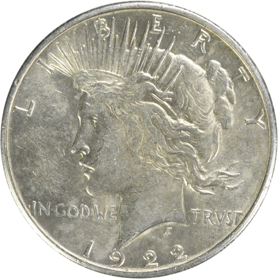 1922-S Peace Silver Dollar AU Uncertified 90% Silver Coin: 1922-S Peace Silver Dollar AU Uncertified 90% Silver Coin This 1922-S Peace Silver Dollar is a remarkable piece from the San Francisco mint, featuring a grade of About Uncirculated (AU). Designed by A