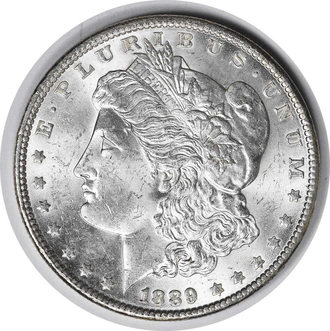 Choice BU 1889 Morgan Silver Dollar VAM 16 Uncertified Uncirculated: Choice BU 1889 Morgan Silver Dollar VAM 16 Uncertified Uncirculated This 1889 Morgan Silver Dollar is a VAM 16 variety, featuring the iconic design and minted without a mint mark. The coin is composed