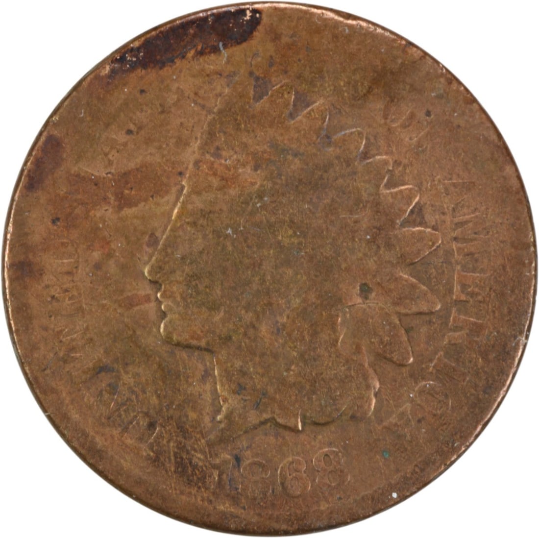 1868 Indian Head Cent G Uncertified Philadelphia Mint: 1868 Indian Head Cent G Uncertified Philadelphia Mint This 1868 Indian Cent features the iconic design by James Barton Longacre. Struck in Philadelphia, this coin is classified as circulated and falls