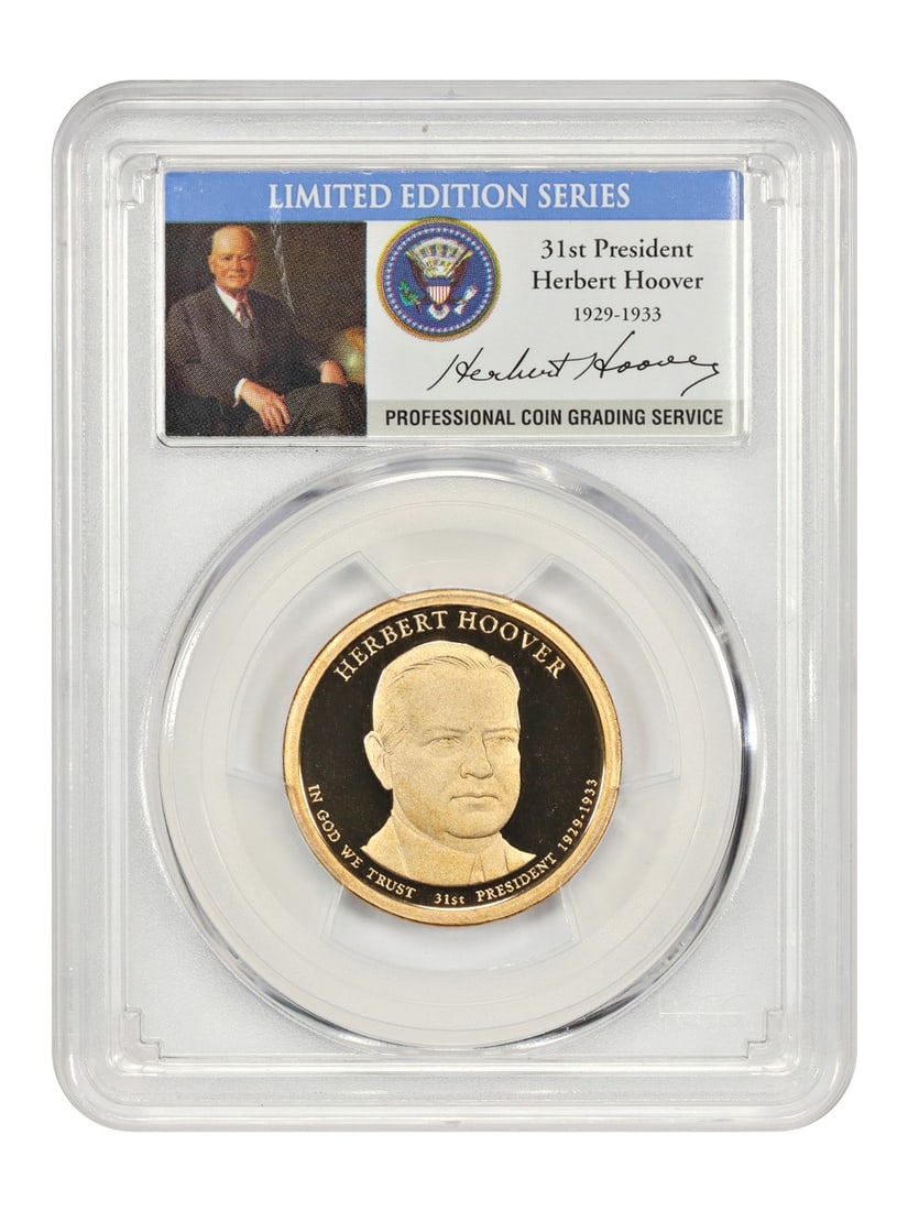 Herbert Hoover 2014-S Dollar PCGS PR70DCAM Presidential Series Proof: Herbert Hoover 2014-S Dollar PCGS PR70DCAM Presidential Series Proof This is a 2014-S Herbert Hoover $1 coin from the Presidential Dollars series, graded PR70DCAM by PCGS. The coin is uncirculated and