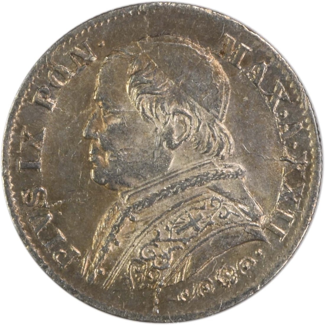 1867 R Italian Papal States 5 Soldi KM1375 Silver Uncertified: 1867 R Italian Papal States 5 Soldi KM1375 Silver Uncertified This stunning 1867 R Italian States - Papal States 5 Soldi (KM1375) coin is composed of silver and is graded as Brilliant Uncirculated (BU