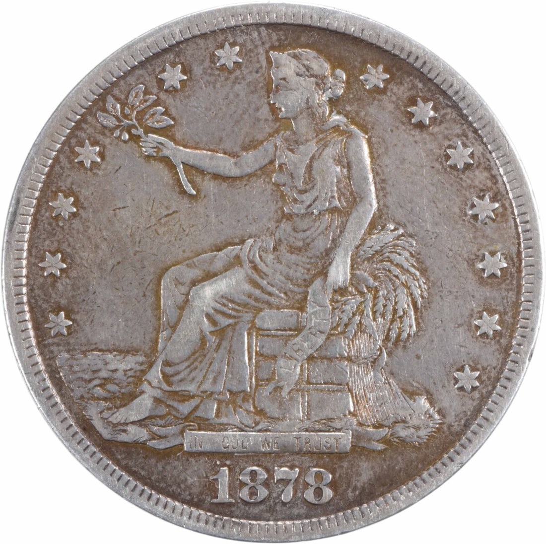 1878-S Trade Silver Dollar 90% Silver Uncertified by William Barber: 1878-S Trade Silver Dollar 90% Silver Uncertified by William Barber This 1878-S Trade Silver Dollar is a must-have for collectors. Struck at the San Francisco Mint, this coin features a composition of