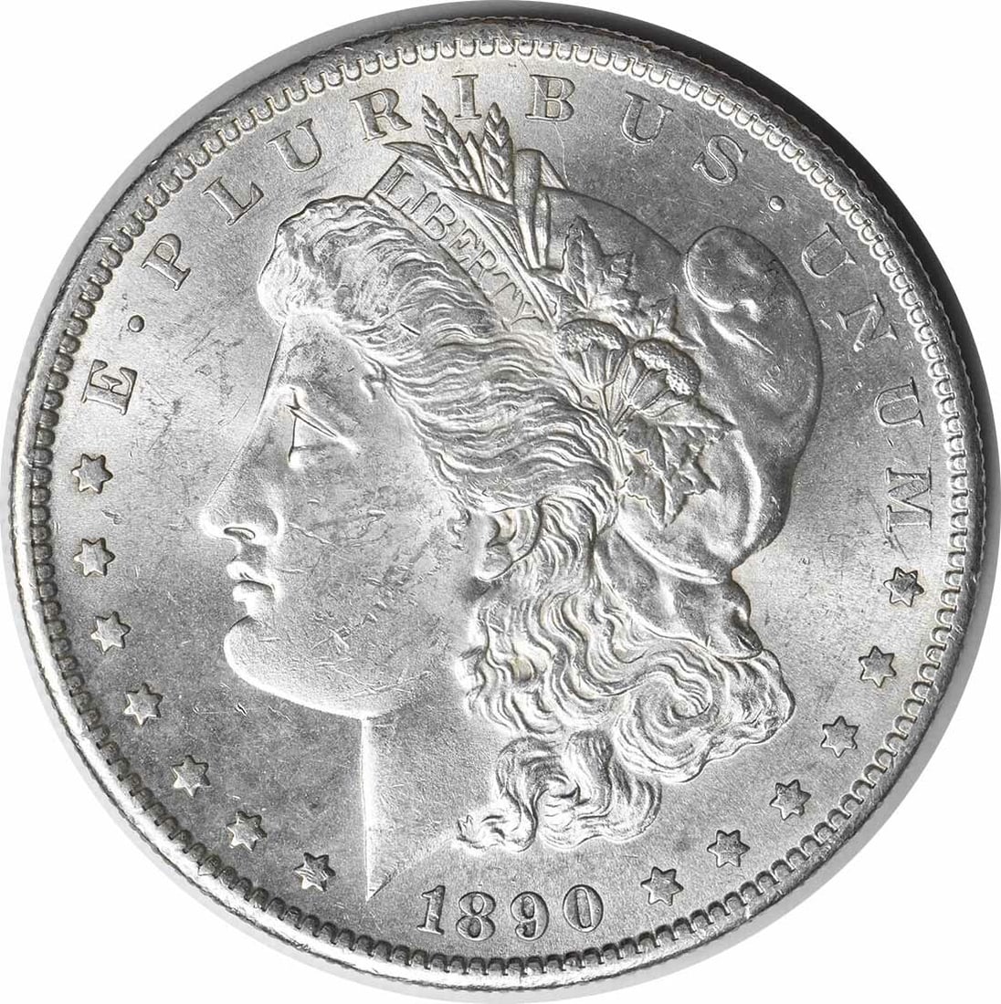Choice BU 1890-S Silver Morgan Dollar Uncirculated Uncertified Coin: Choice BU 1890-S Silver Morgan Dollar Uncirculated Uncertified Coin This is an 1890-S Morgan Silver Dollar from the United States, featuring a Choice Brilliant Uncirculated (BU) grade. The coin is com