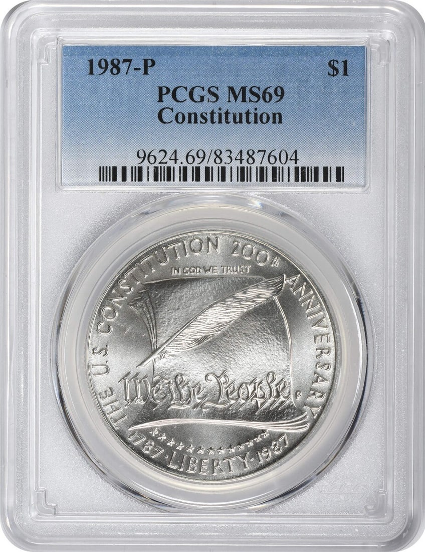 PCGS MS69 1987 Constitution Silver Dollar Commemorative Coin Philadelphia Mint (1 of 2)