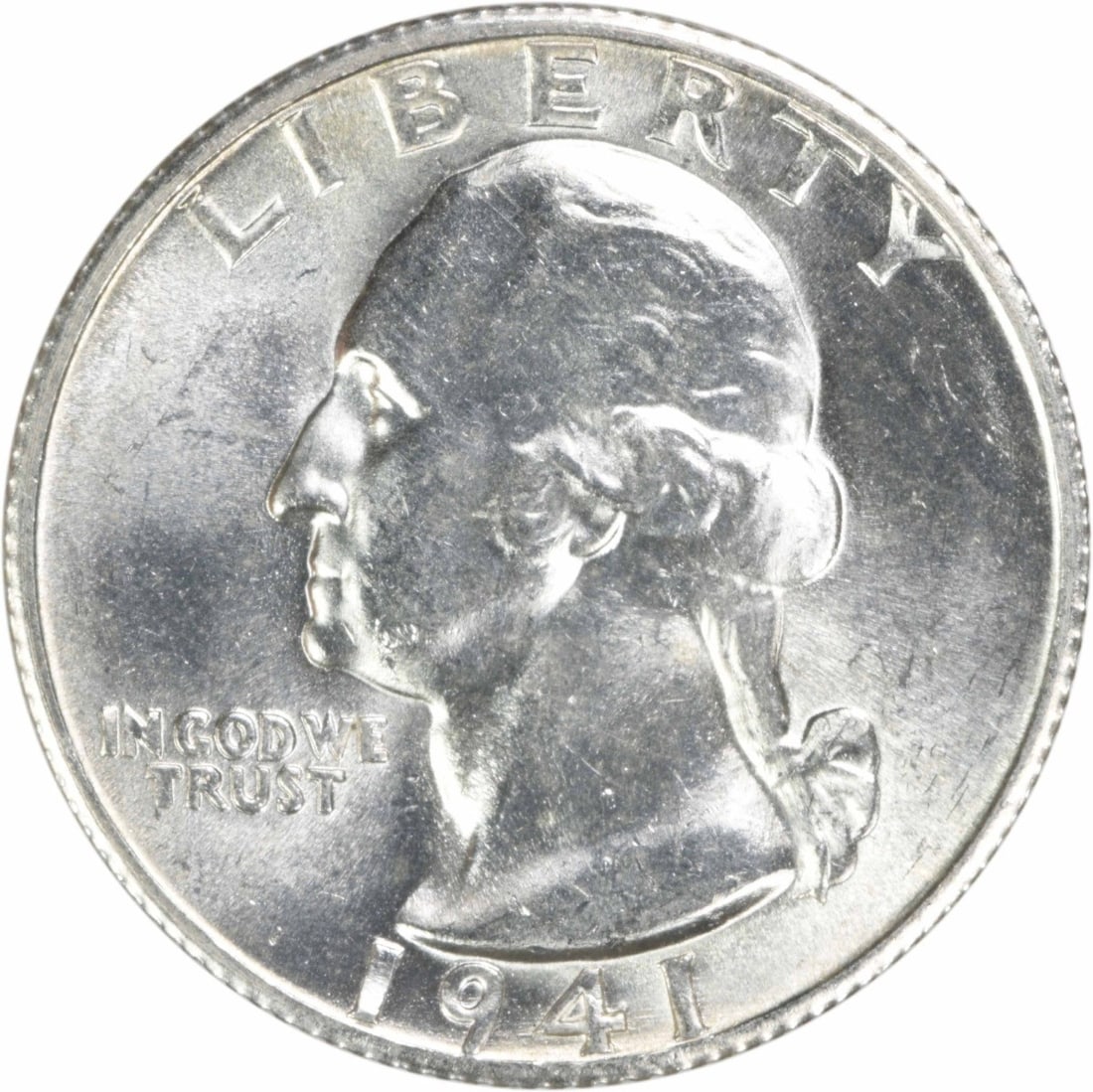 Choice BU+ 1941-S Silver Washington Quarter Uncertified United States Coin: Choice BU+ 1941-S Silver Washington Quarter Uncertified United States Coin This 1941-S Washington Quarter is composed of silver and was minted in San Francisco. It is uncirculated and graded as Choice