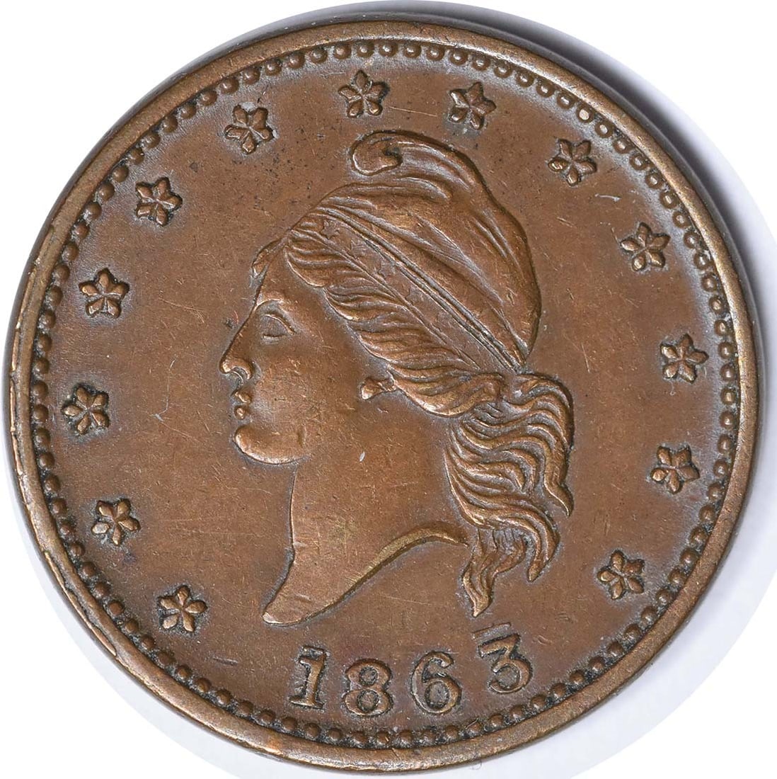 French Liberty Patriotic Civil War Token 1863 About Uncirculated (1 of 2)