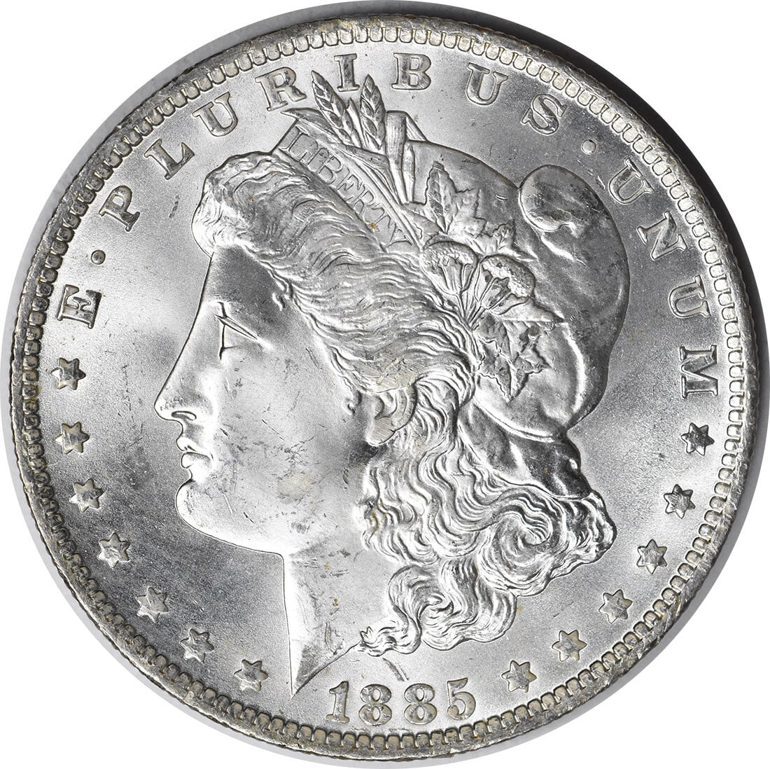 Uncirculated 1885-O Morgan Dollar Silver Choice BU With Attractive Toning: Uncirculated 1885-O Morgan Dollar Silver Choice BU With Attractive Toning This 1885-O Morgan Silver Dollar is a Choice Brilliant Uncirculated (BU) coin featuring attractive toning. It is uncertified a