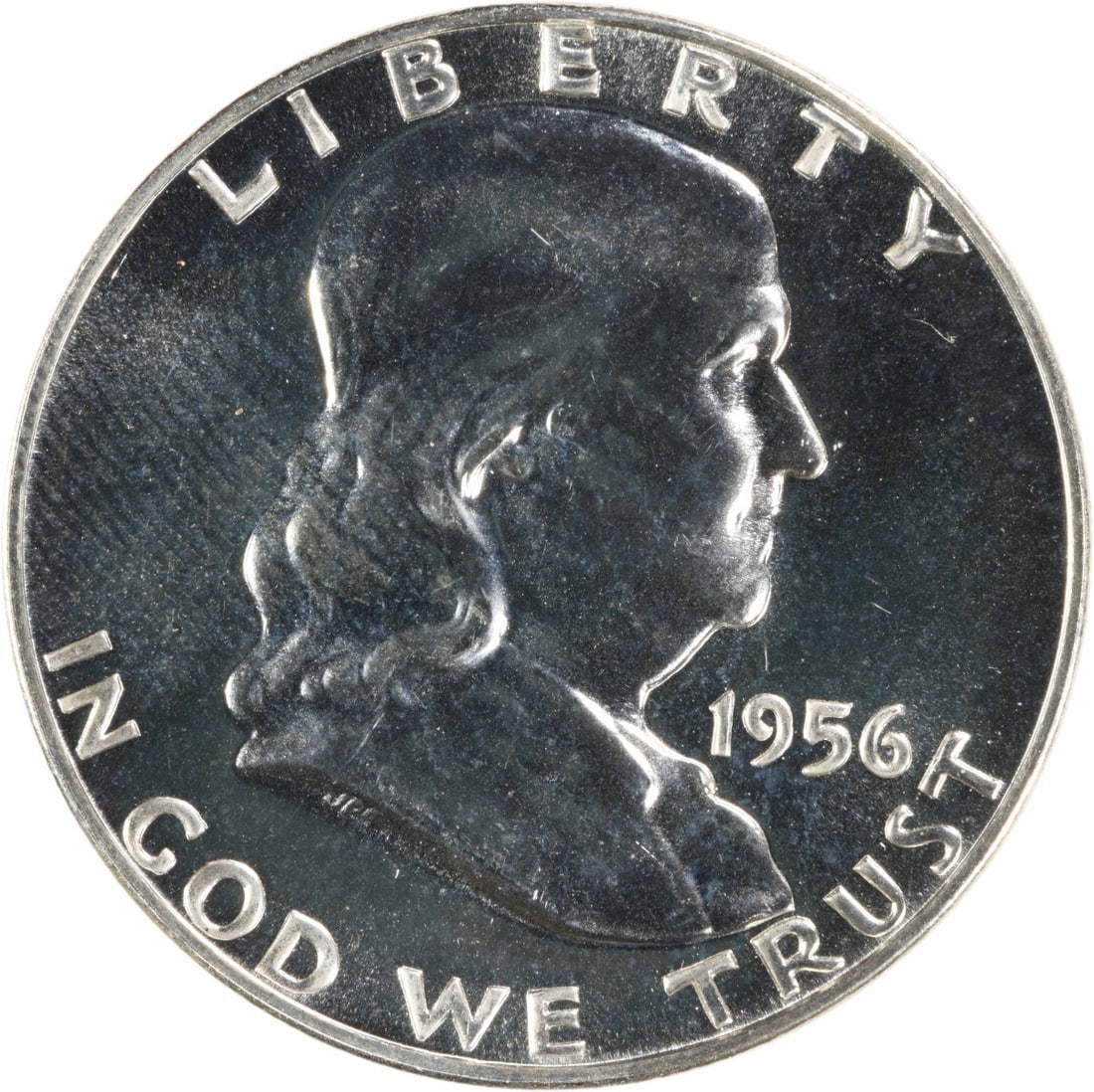 1956 Proof Franklin Half Dollar Silver Coin Choice Proof Plus Uncertified: 1956 Proof Franklin Half Dollar Silver Coin Choice Proof Plus Uncertified This is a 1956 Franklin Silver Half Dollar in Choice Proof+ condition. The coin is uncertified and features a proof strike typ