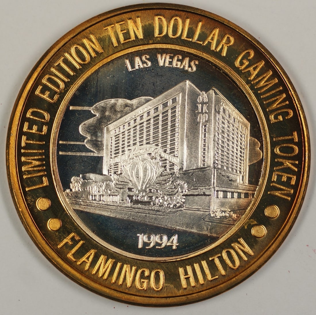 1994 Flamingo Hilton Las Vegas $10 Limited Edition Silver Casino Token (1 of 2)