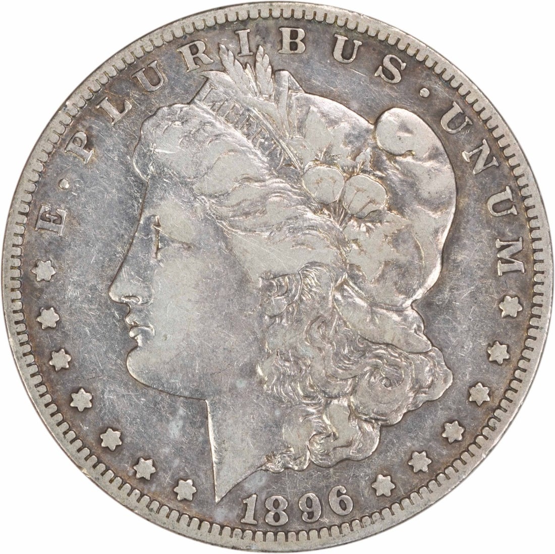1896-O Morgan Dollar 90 Percent Silver VF Grade Uncertified US Coin: 1896-O Morgan Dollar 90 Percent Silver VF Grade Uncertified US Coin This 1896-O Morgan Silver Dollar is a circulated coin from the United States, minted in New Orleans. It is composed of 90% silver an