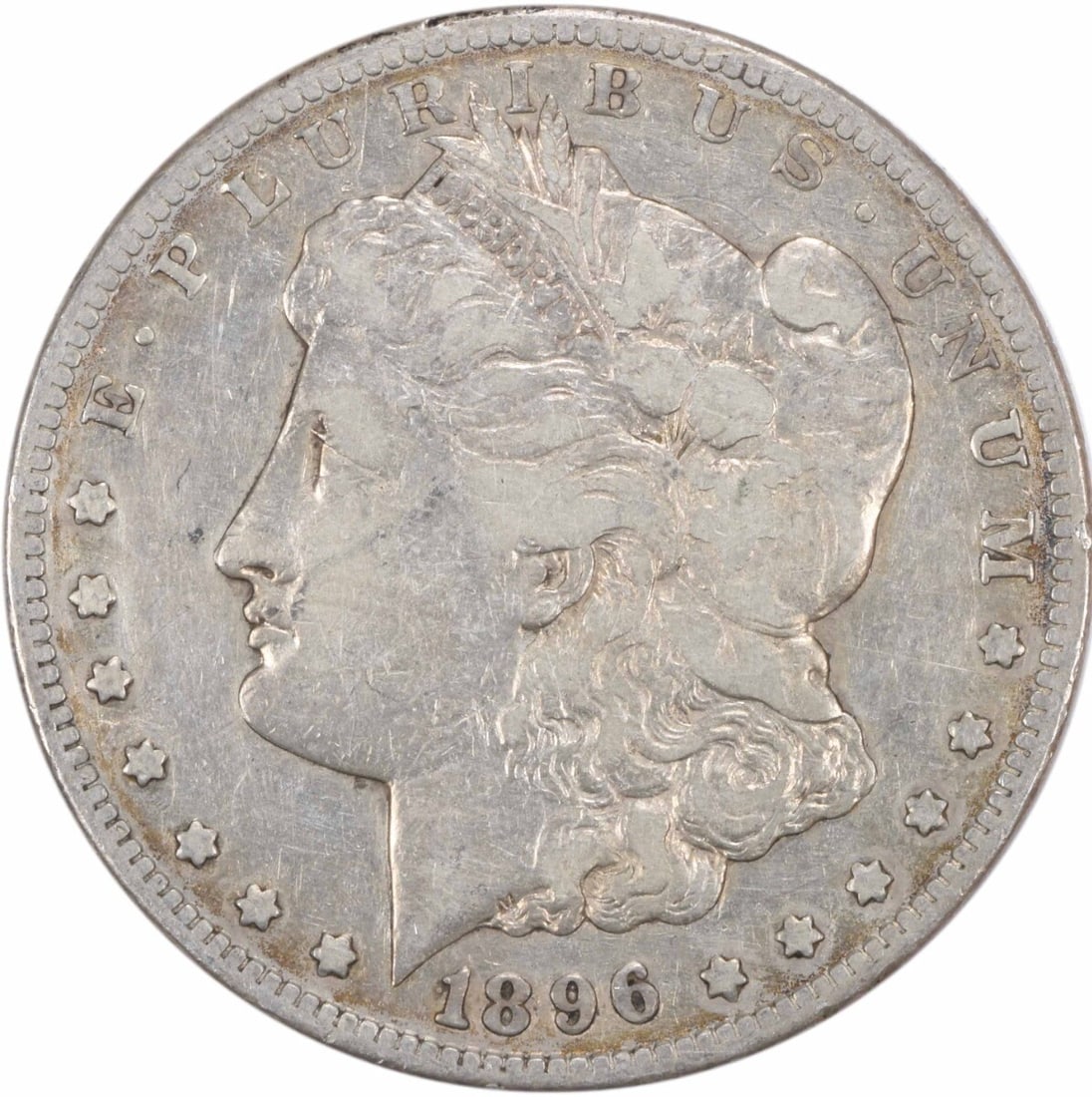1896-S Morgan Silver Dollar VF 90% Silver San Francisco: 1896-S Morgan Silver Dollar VF 90% Silver San Francisco This 1896-S Morgan Silver Dollar is a remarkable piece of numismatic history, showcasing the artistry of designer George T. Morgan. This coin fe