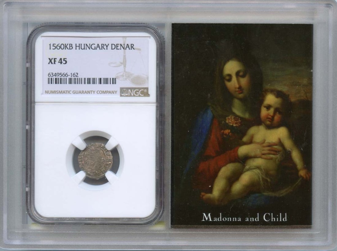 Hungary 1560KB Denar NGC XF45 Madonna and Child World Coin: Hungary 1560KB Denar NGC XF45 Madonna and Child World Coin This Hungary Denar features Ferdinand with a depiction of Madonna and Child. Certified by NGC and graded XF45, this world coin originates fro