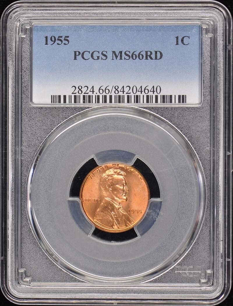 1955 Lincoln Cent Type 1 Wheat Reverse PCGS MS66RD (1 of 4)
