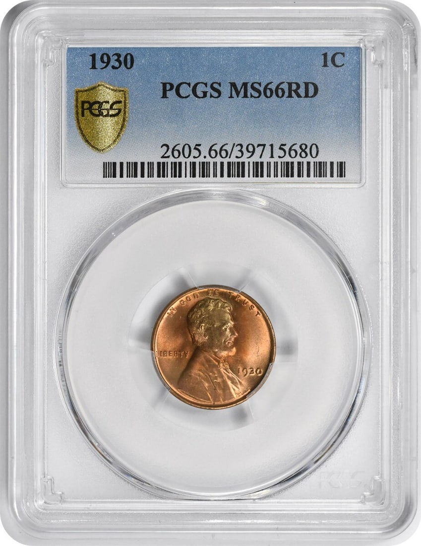 1930 Lincoln Cent MS66RD PCGS Certified Uncirculated Coin (1 of 2)