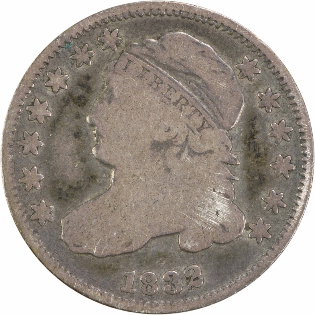 1832 Capped Bust Silver Dime 10C Uncertified Philadelphia Mint: 1832 Capped Bust Silver Dime 10C Uncertified Philadelphia Mint This 1832 Capped Bust Silver Dime is a remarkable piece of numismatic history. Struck at the Philadelphia Mint, this coin features the ic