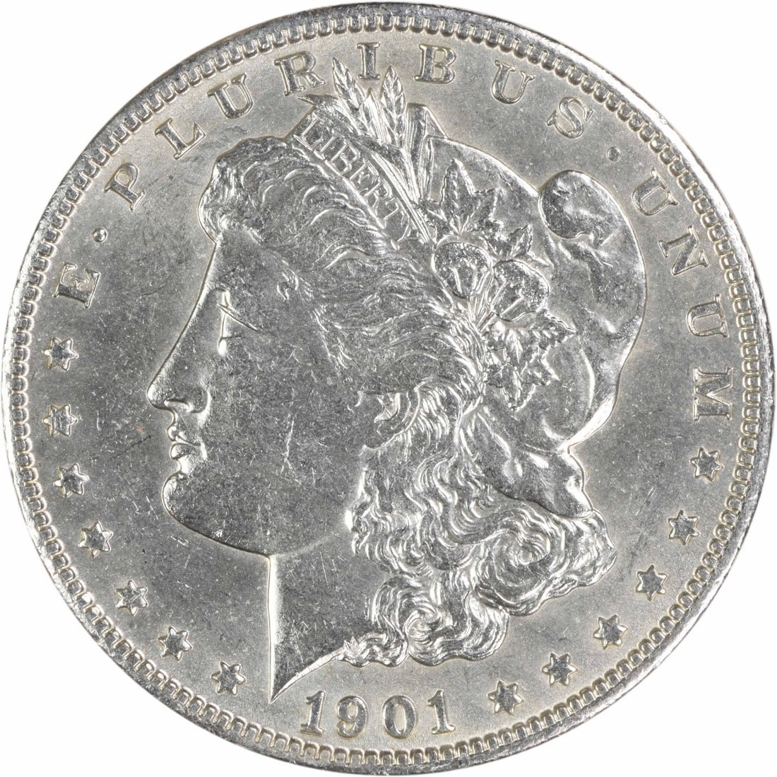 1901 New Orleans Morgan Dollar AU Grade 90 Percent Silver Uncertified: 1901 New Orleans Morgan Dollar AU Grade 90 Percent Silver Uncertified This 1901-O Morgan Silver Dollar is an attractive collectible coin struck at the New Orleans Mint. Composed of 90% silver and 10% 
