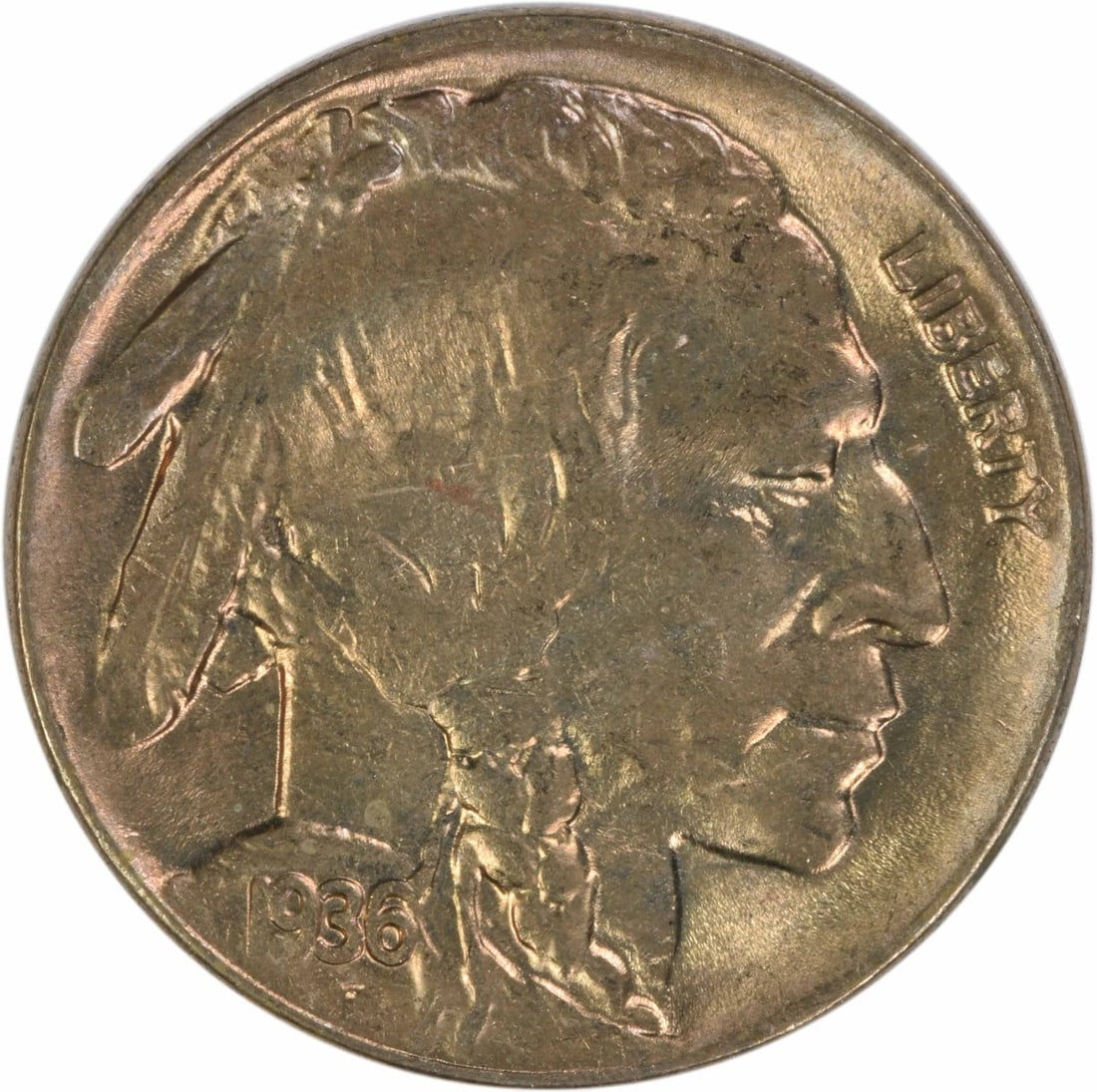 Buffalo Nickel 1936 D Uncirculated Choice BU Plus Uncertified (1 of 2)