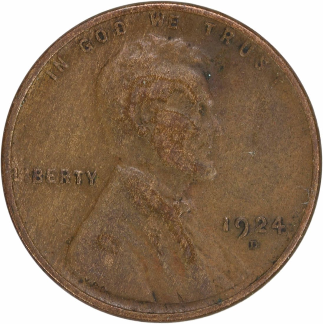 1924-D Lincoln Wheat Cent VF Uncertified Copper Coin: 1924-D Lincoln Wheat Cent VF Uncertified Copper Coin This 1924-D Lincoln Cent is a circulated coin from the United States, featuring the iconic Lincoln Wheat design. Graded as VF (Very Fine), it showc
