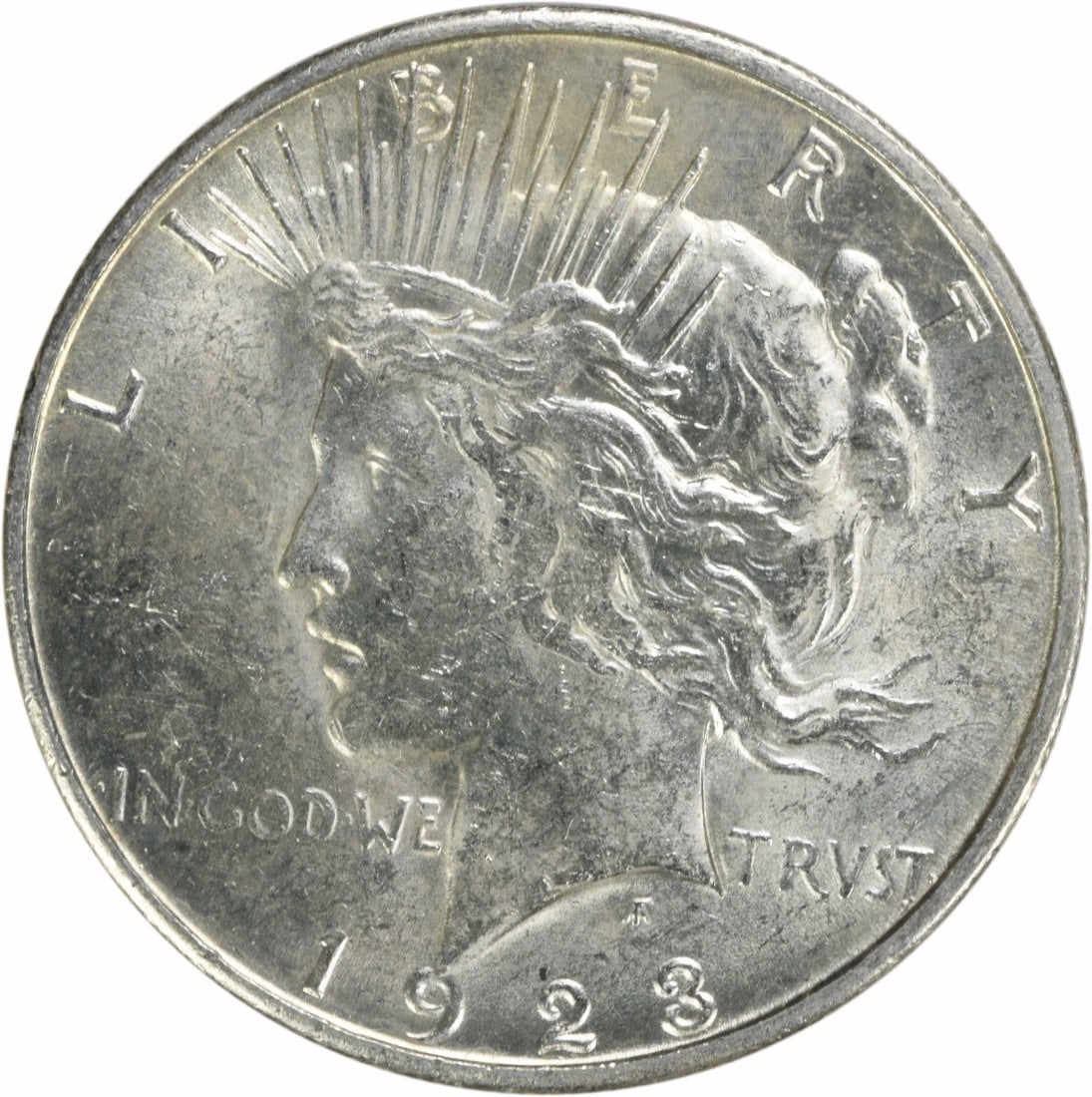 1923-S Peace Silver Dollar AU Uncertified 90% Silver Coin: 1923-S Peace Silver Dollar AU Uncertified 90% Silver Coin This 1923-S Peace Silver Dollar is a remarkable piece of history, featuring a design by Anthony de Francisci. Struck at the San Francisco Mint