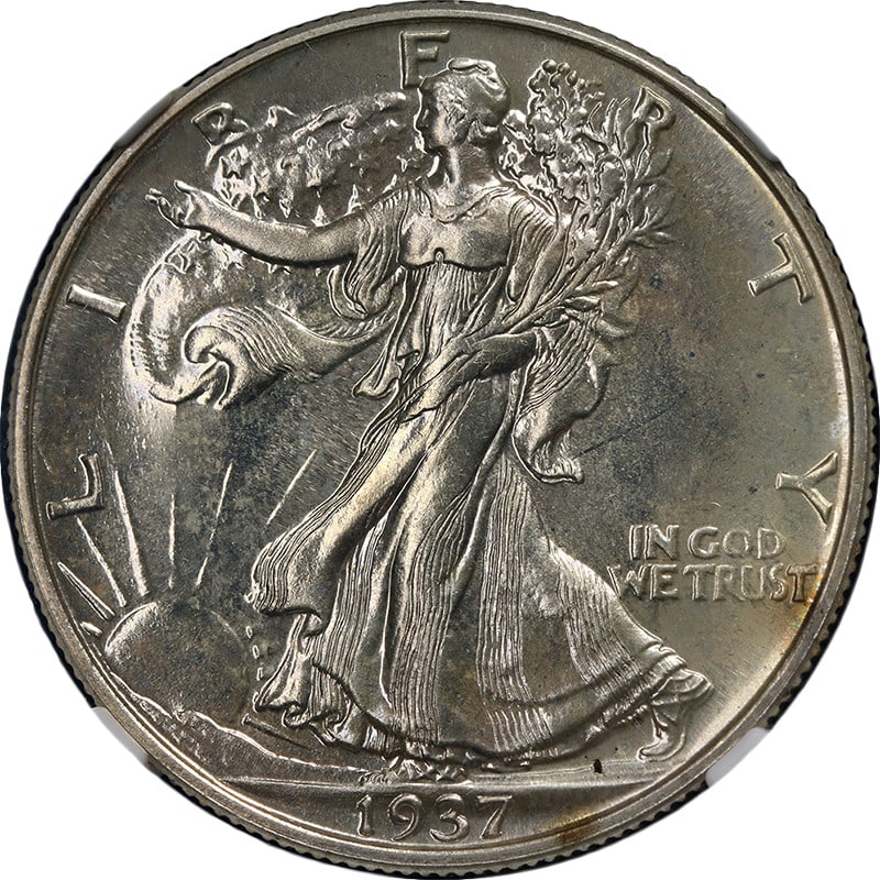 1937 Silver Walking Liberty Half Dollar Proof NGC PF66 Plus CAC Certified: 1937 Silver Walking Liberty Half Dollar Proof NGC PF66 Plus CAC Certified This 1937 Walking Liberty Half Dollar is a proof coin graded PF66+ by NGC and features a CAC sticker. The coin is composed of 