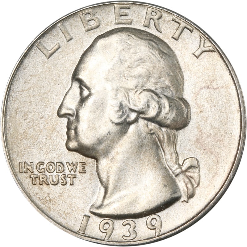 1939-D Washington Quarter Silver Coin Circulated 0.9 Fineness: 1939-D Washington Quarter Silver Coin Circulated 0.9 Fineness This 1939-D Washington Quarter is a classic coin featuring a distinguished design that showcases George Washington. It is composed of 90% 