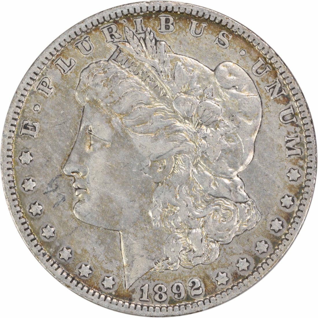 1892 New Orleans Morgan Dollar VF Grade Uncertified 90 Percent Silver Coin: 1892 New Orleans Morgan Dollar VF Grade Uncertified 90 Percent Silver Coin This is an 1892-O Morgan Silver Dollar from the United States, minted in New Orleans. The coin is composed of 90% silver and 