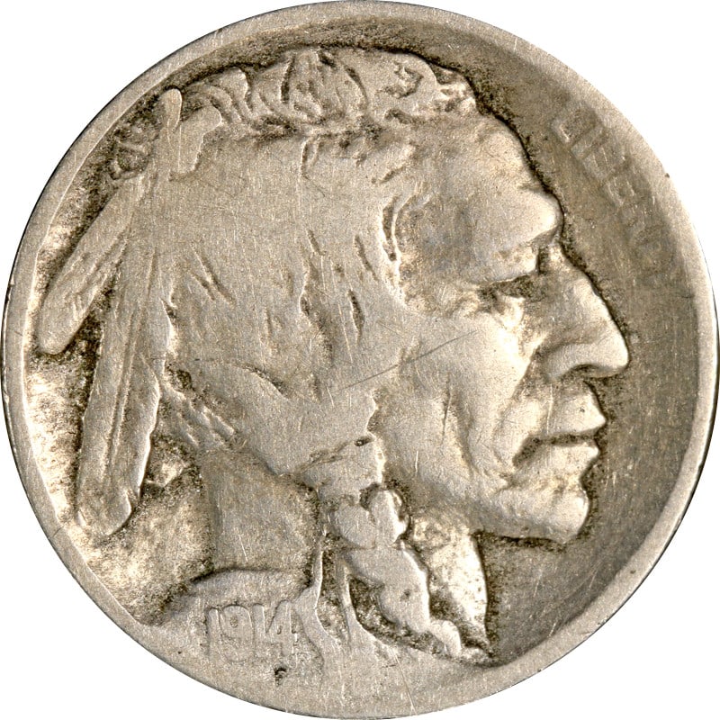 1914 Denver Mint Buffalo Nickel Circulated United States Coin: 1914 Denver Mint Buffalo Nickel Circulated United States Coin This is a 1914-D Buffalo Nickel composed of nickel and minted in Denver. The coin is circulated and uncertified, making it a collectible i