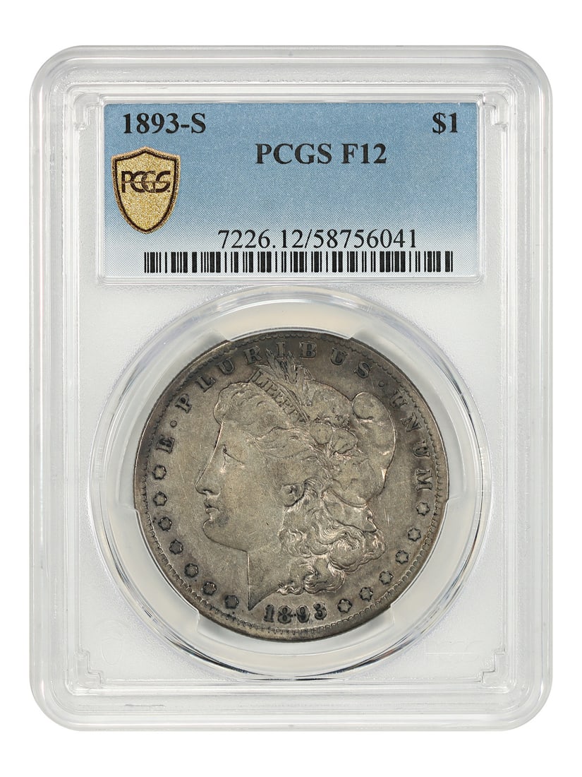 Morgan Dollar 1893 San Francisco PCGS Fine 12 Key Date US Silver Coin: Morgan Dollar 1893 San Francisco PCGS Fine 12 Key Date US Silver Coin This 1893-S Morgan Dollar is a highly sought-after key date for collectors. Graded Fine 12 by PCGS, it features deeply toned surfa