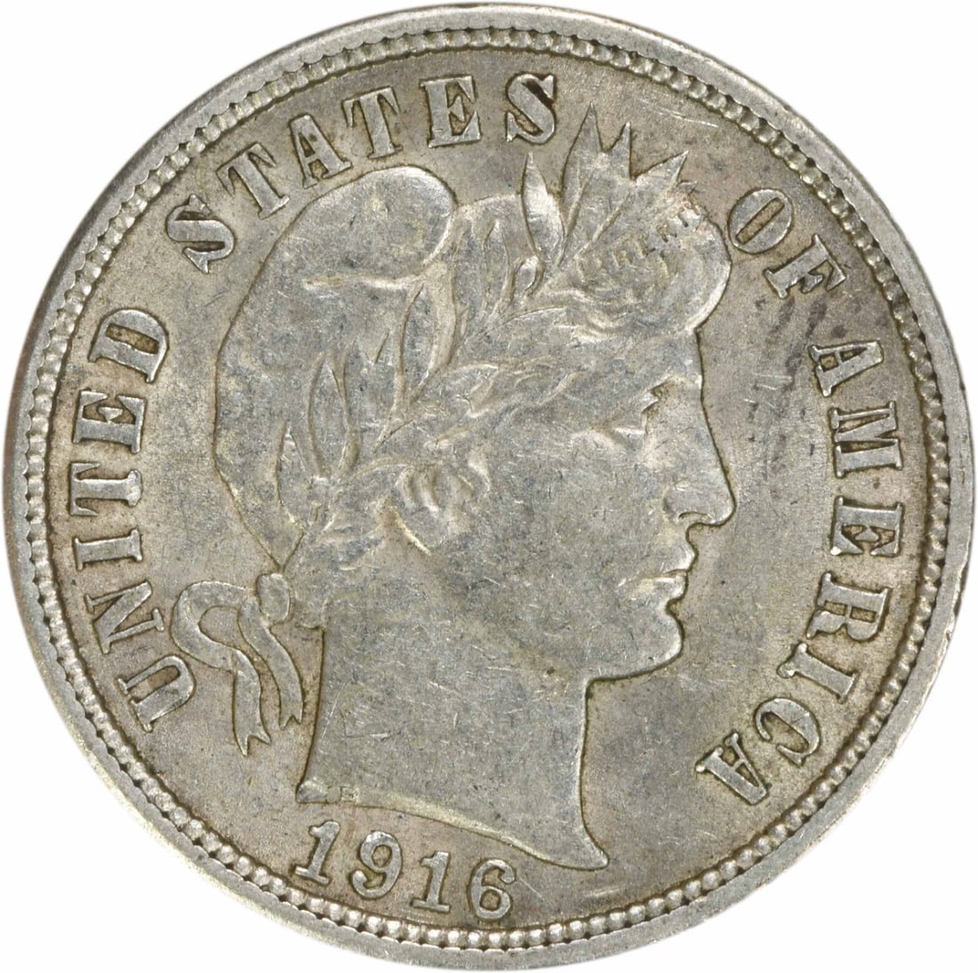 1916 Barber Silver Dime AU Uncertified 10C Philadelphia Coin: 1916 Barber Silver Dime AU Uncertified 10C Philadelphia Coin This 1916 Barber Silver Dime is a classic collectible from the United States, featuring the iconic design by Charles E. Barber. It is grade