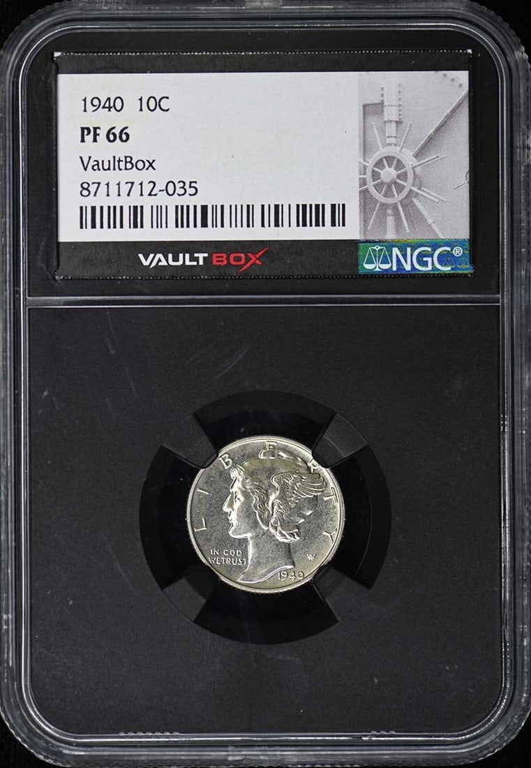NGC PR66 Proof 1940 Mercury Dime Philadelphia Mint Certified: NGC PR66 Proof 1940 Mercury Dime Philadelphia Mint Certified This is a 1940 Mercury Dime 10-cent coin certified by NGC with a grade of PR66. The coin is uncirculated and features a proof strike. It wa